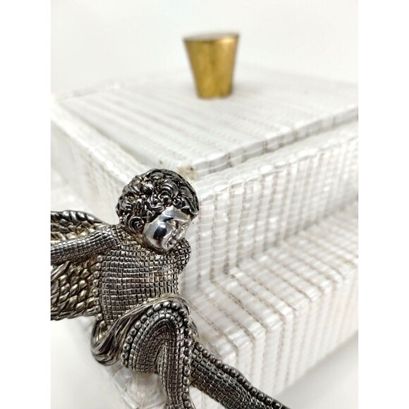 Vtg Pewter Angel Brooch Fairy Silver Tone Metal Texture Unbranded Substantial - Picture 4 of 7